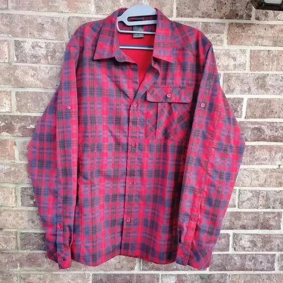 Adidas Red and Blue Plai Shirt M - Picture 1 of 6